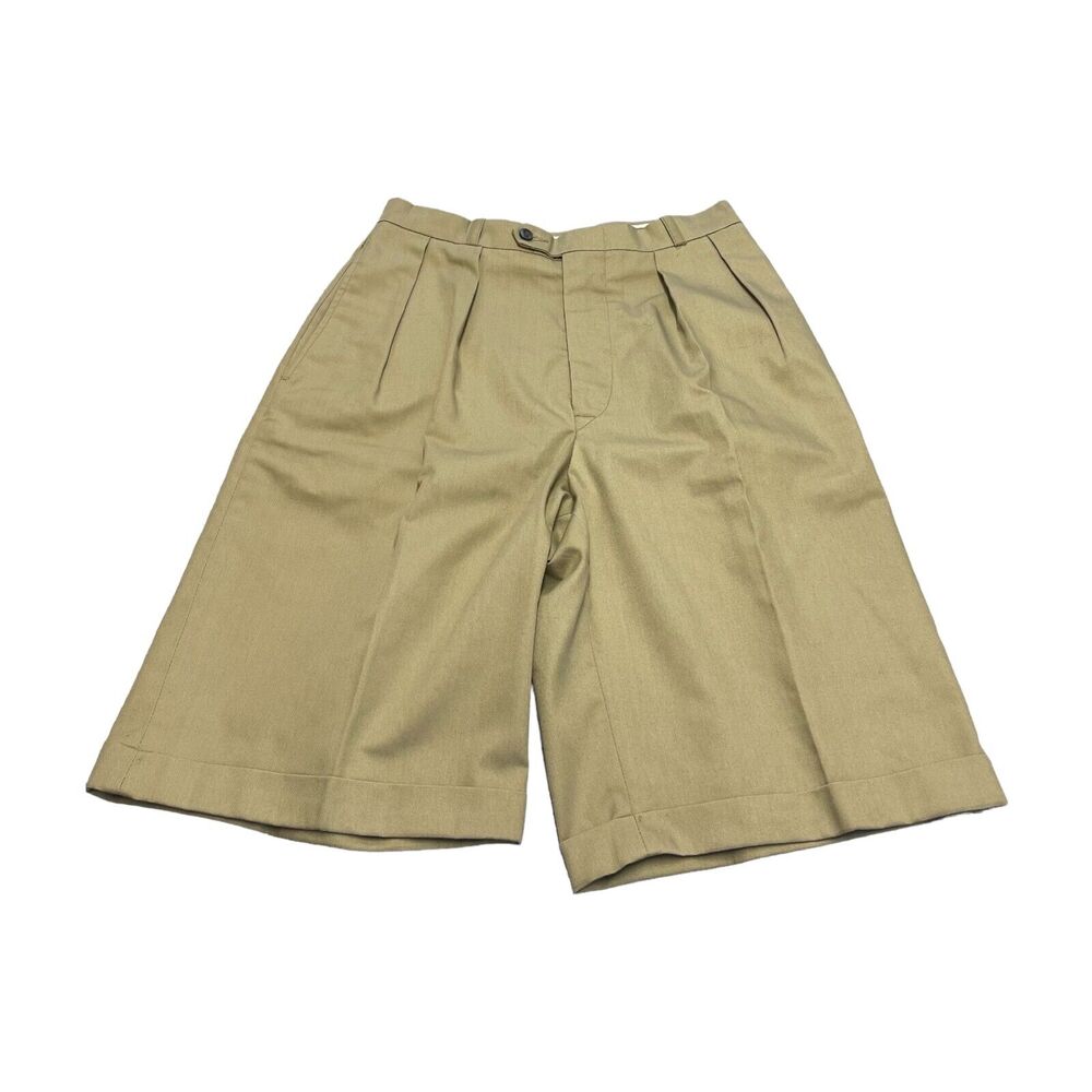Hunters Run Chino Shorts Women's 6 Khaki Polyester Pleated High-Rise Classic